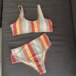 Large stripped two piece swimsuit